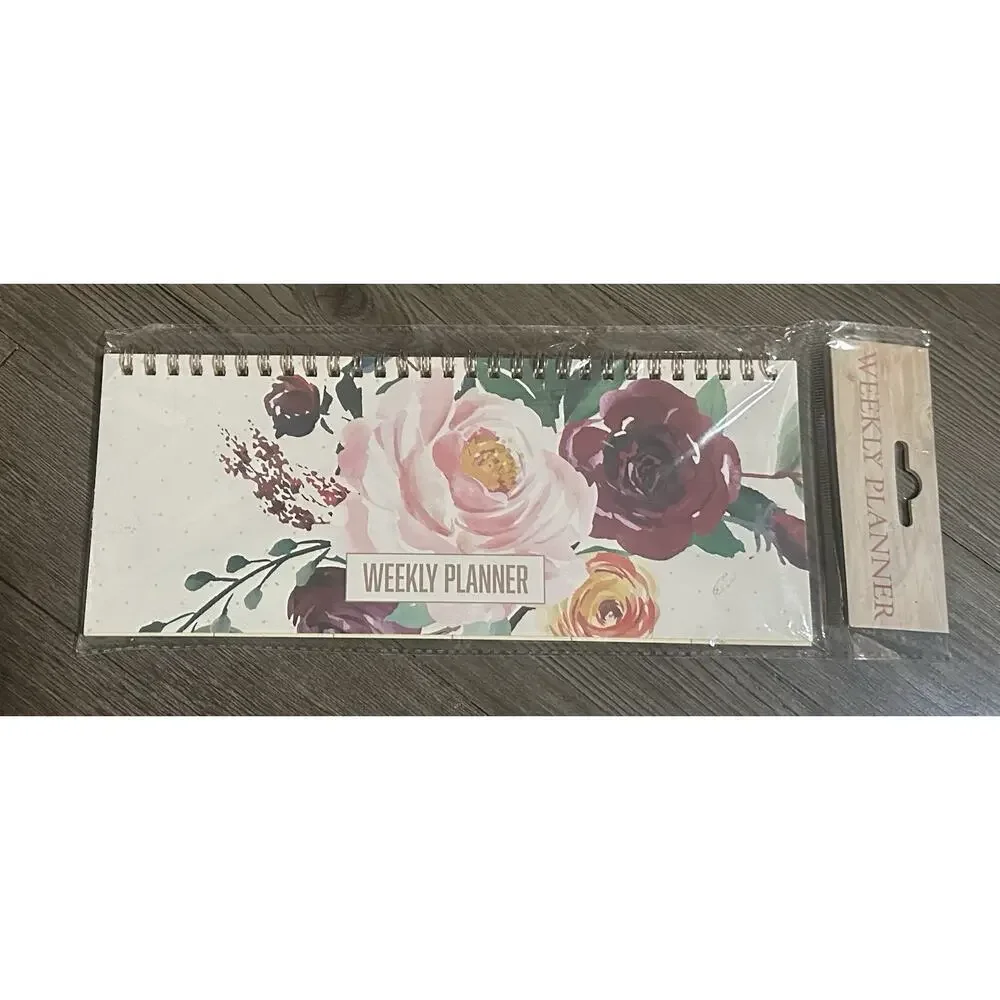 Enchante Floral Weekly Planner Desk Pad 10” x 4” Undated Spiral New